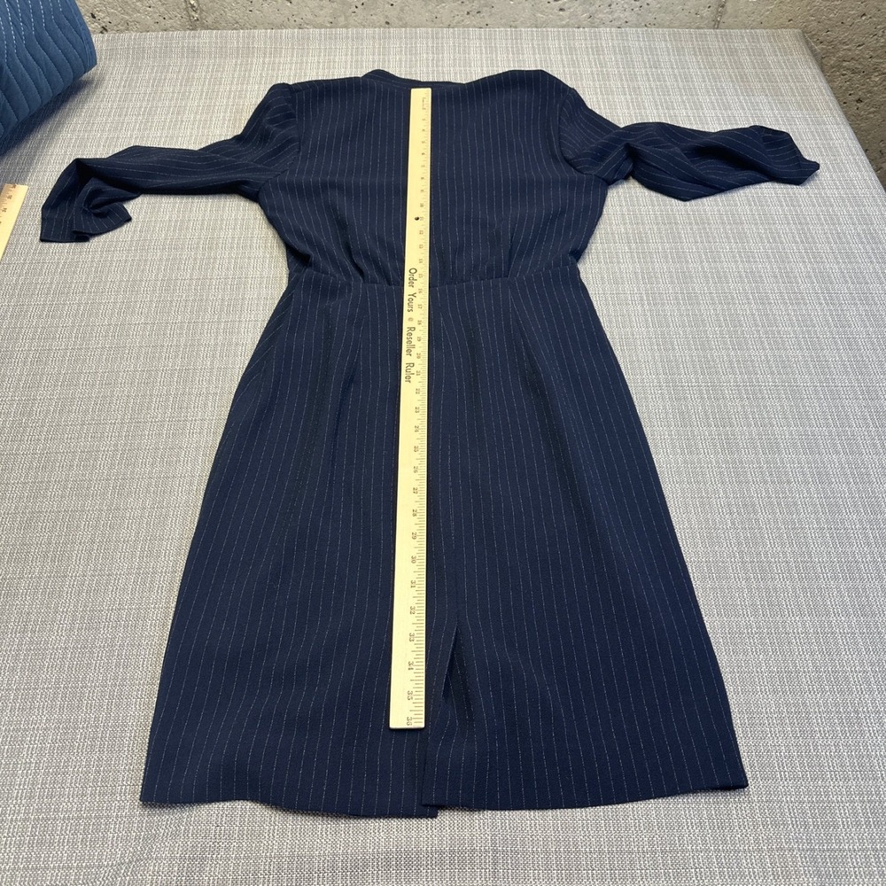 MM‎ LaFleur Navy Faux Wrap Dress size 4 Minimalist Quiet Luxury Career Midi - Picture 10 of 11